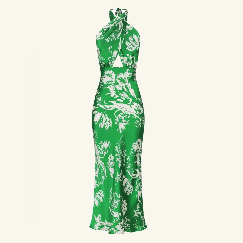 Shona Joy Coppice Dress in Green/Ivory